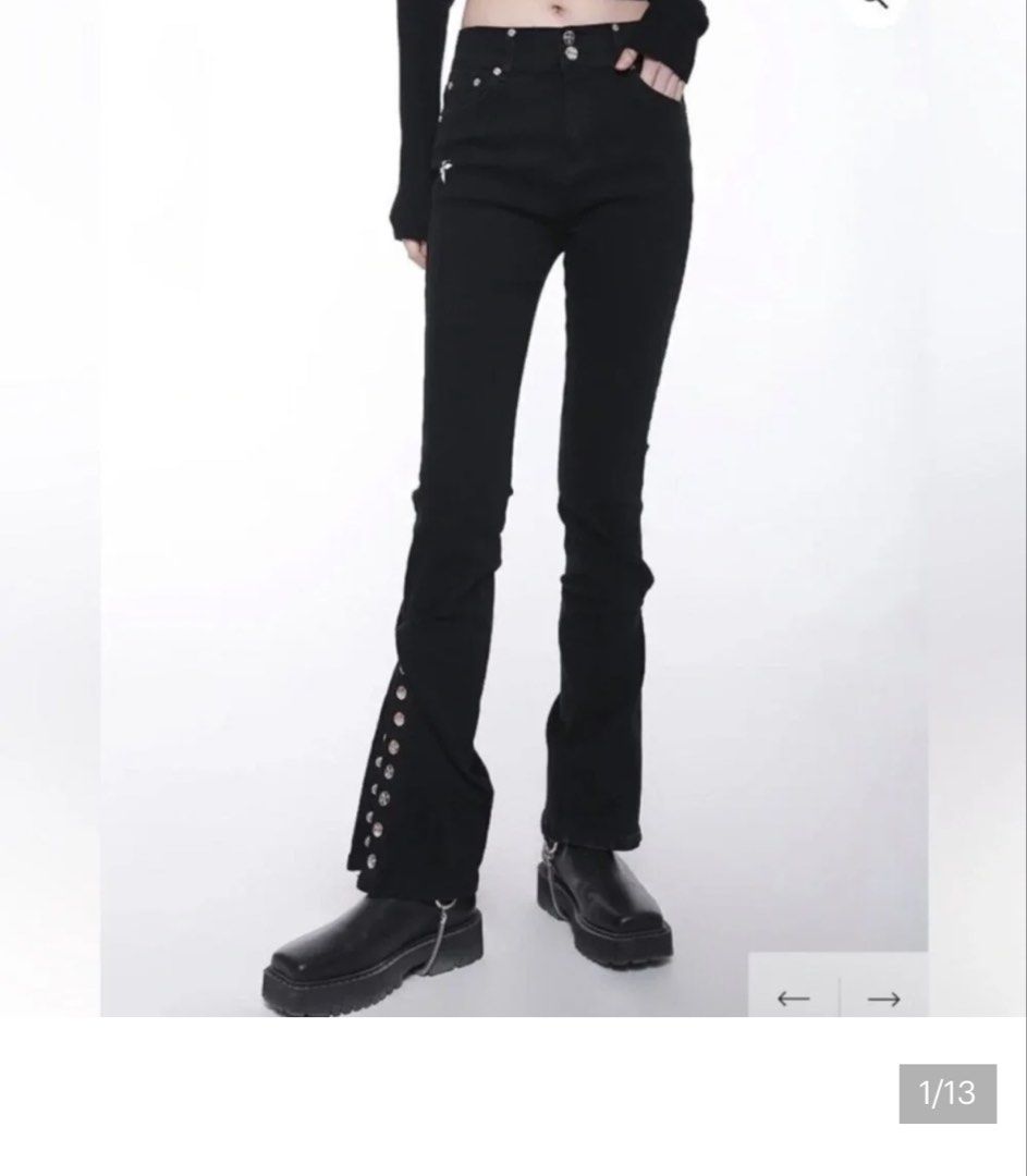 Black Flared Jeans SMFK (Category: Jeans) located in Caloocan City. Submitted by bea_d_ (Listing ID 1470767964, Image 1). Description: SMFK Plan C Black Flare Denim Jeans 🖤✨ Super sleek, edgy, and versatile high-waist flare jeans featuring signature silver cross hardware buttons down the lower side cuffs and cute cross accents. Made of 100% comfortable cotton denim. Brand: SMFK (Collection: Plan C) Size: 3 (Fits like Medium / AU/UK 10 / US 6) Co