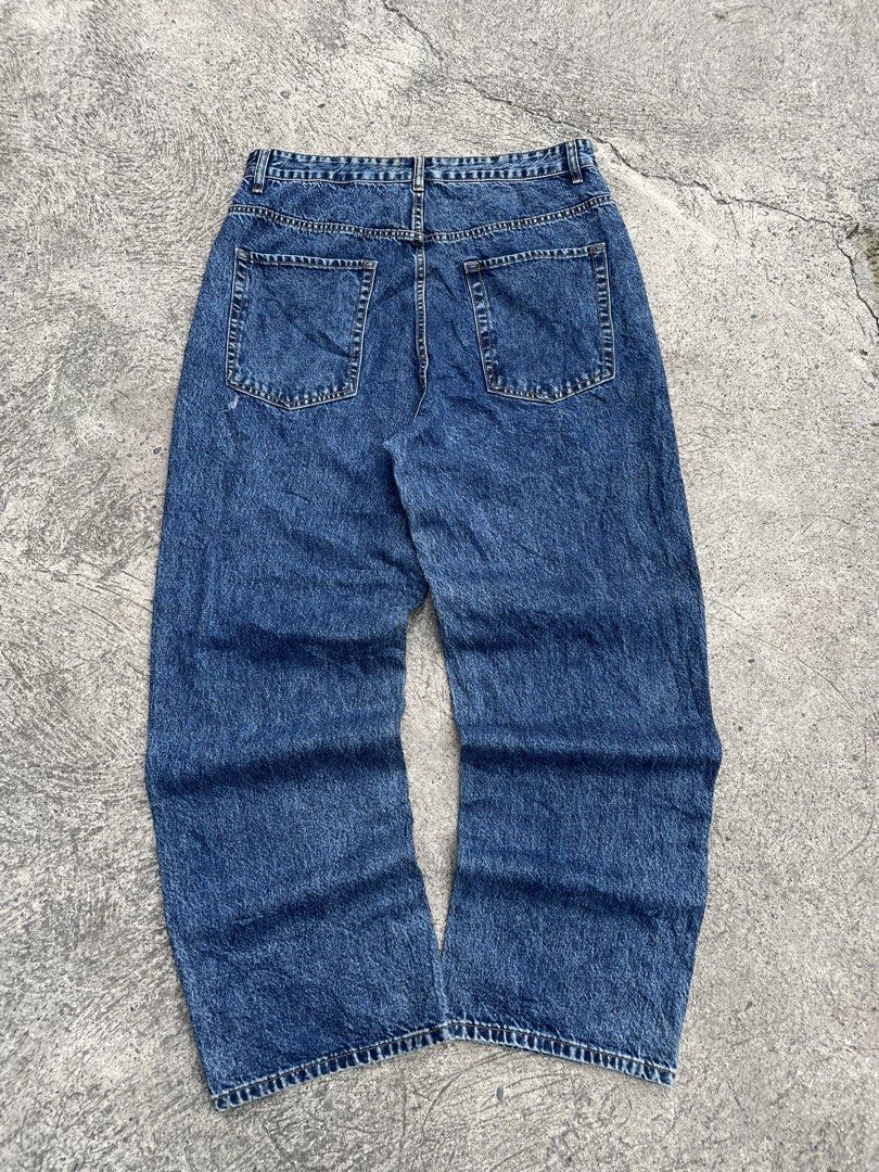 blue baggy pants (Category: Jeans) located in Manila. Submitted by heironjay140351 (Listing ID 1470902616, Image 1). Description: waist -35-36 lenght - 43 thigh - 15 hem - 10 hard denim makapal tela .