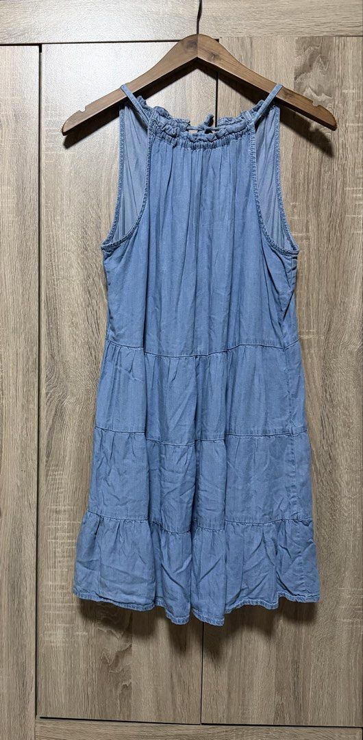 Blue Denim Tiered Dress (Category: Dresses) located in Bulacan. Submitted by relove.re (Listing ID 1470930065, Image 1). Description: Chic and comfy! ✨ Light blue denim-style dress featuring a sleeveless design, adjustable spaghetti straps, a gathered neckline, and a flowy tiered skirt. Perfect for casual outings, weekend strolls, or everyday wear. Size S to M 📩 Message ReLove to order! #ReLoveCollection #PrelovedFashion #CasualWear #DenimDress.