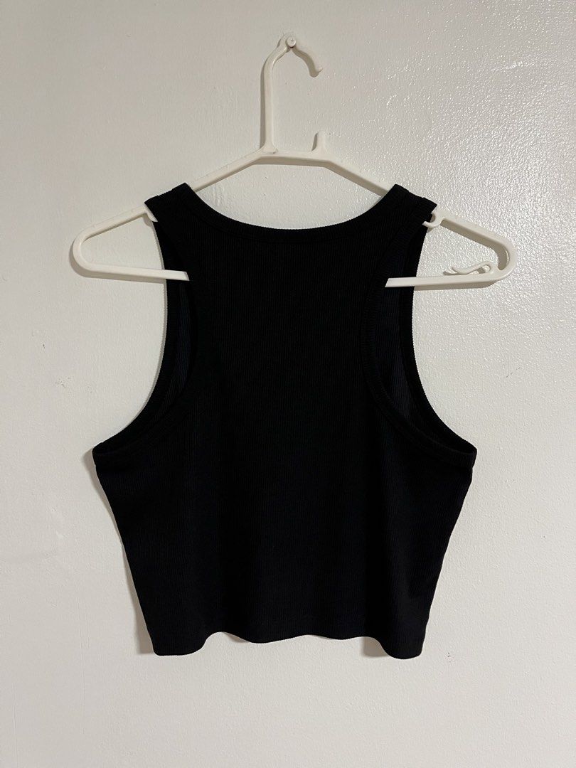 BOCU Black Ribbed Crop Tank Top (Category: Sleeveless) located in Cabuyao City. Submitted by rdtrmt (Listing ID 1470743859, Image 3). Description: - Brand: BOCU - Color: Classic black - Size: Medium - Material: Comfortable ribbed knit - Design: Thick straps and scoop neckline - Fit: Crop top style - Style: Versatile basic piece that goes with everything - Condition: still in good condition.