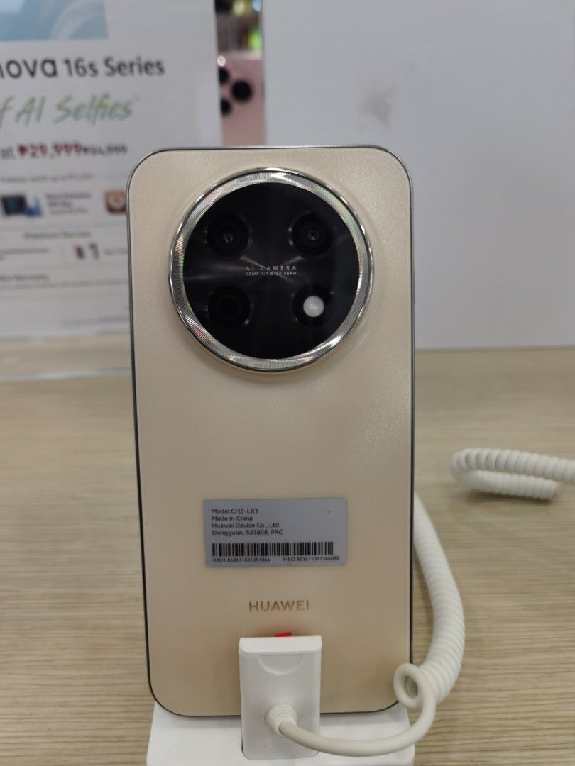 HUAWEI NOVA 15 MAX (Category: Huawei) located in Las Pinas. Submitted by huawei003 (Listing ID 1470801965, Image 3). Description: Specification *8500mAh Super Battery Long-Lasting Day into Night *Extra-Durable Body SGS 5-Star Drop Resistance *6.84" Vivid OLED Screen Stunning Stereo Dual Speakers *50 MP RYYB Ultra-Clear Camera Clarity even in Low Light Available Color Blush Gold/ Lake Cyan / Golden black.