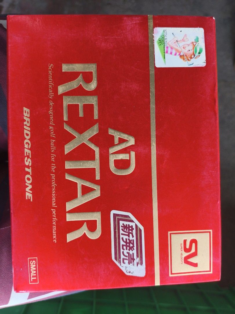 Bridgestone AD Rextar SV Small Red Golf Balls (Category: Golf) located in Manila. Submitted by tonio124 (Listing ID 1470798566, Image 1). Description: - Brand: Bridgestone - Model: AD Rextar (Super Velocity SV series, small red type) - Condition: Unused, kept in original storage boxes - Packaging: Original red box packaging including inner boxes - Performance: Professional design.