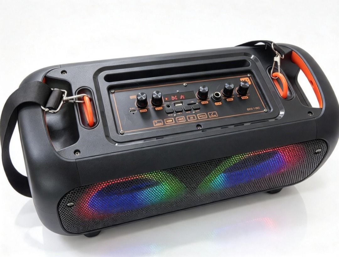 Brodv Portable Bluetooth Speaker with LED Lights and Strap (Category: Soundbars, Speakers & Amplifiers) located in Makati City. Submitted by thea168 (Listing ID 1470751694, Image 2). Description: Rush sale sound speaker brodu with free mic 2000 negotiable .