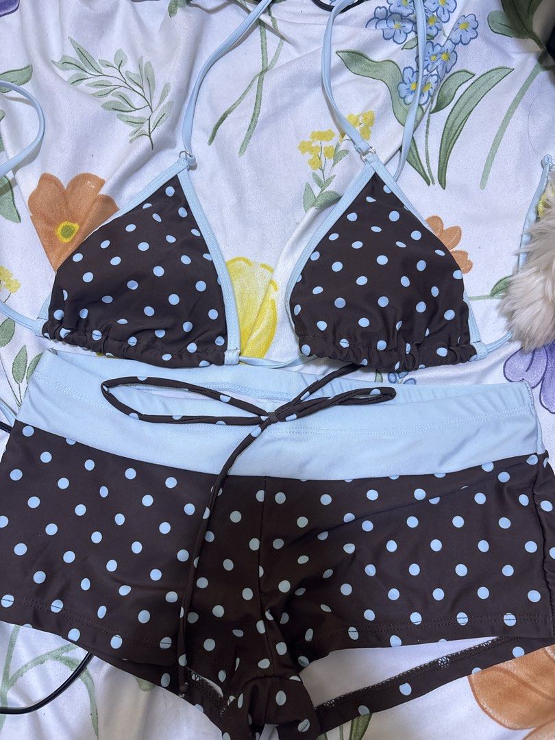 Brown Polka Dot Bikini with Board Shorts (Category: Bikinis & Swimsuits) located in Manila. Submitted by mightydog-cae4 (Listing ID 1470824102, Image 1). Description: .
