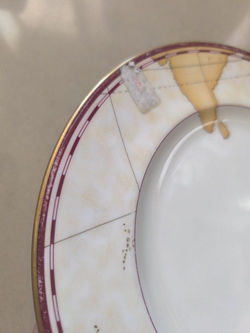 Bundle 3 pieces fancy gilted plates preloved japan surplus (Category: Dinnerware & Cutlery) located in Manila. Submitted by lianlim.mail (Listing ID 1470755130, Image 3). Description: Bundle 3 pieces fancy gilted plates preloved japan surplus 1. Richard Ginori bone china. Map design. 26cm diam 2. Noritake 4753 white palace. 27.5cm diam 3. Trussardi table - 10.5in diam sold as set. check pics thoroughly..