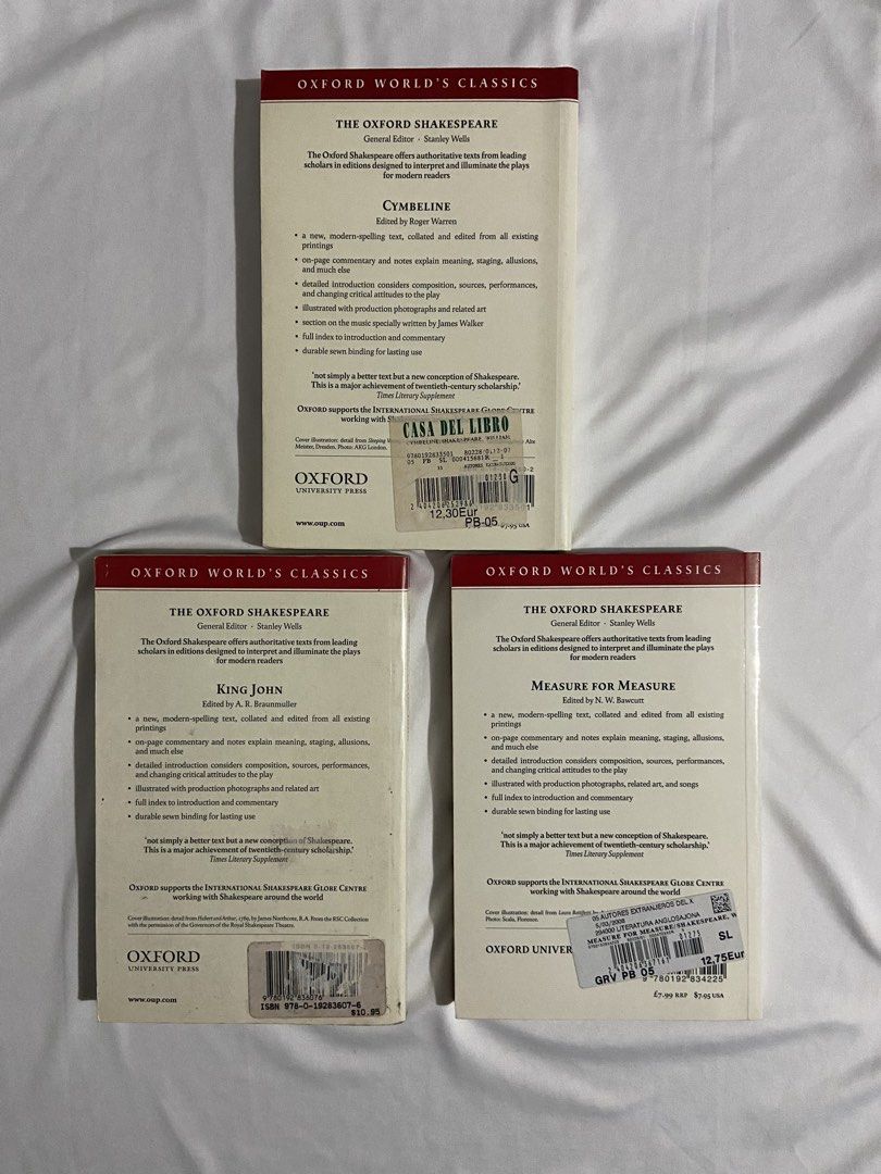 [BUNDLE] Shakespeare Oxford World's Classics (Category: Storybooks) located in Cebu City. Submitted by doslothsdream (Listing ID 1470851341, Image 2). Description: one copy has sticker residues on its paper edges. nonetheless, all are in excellent condition. just let me know if you want more photos!.