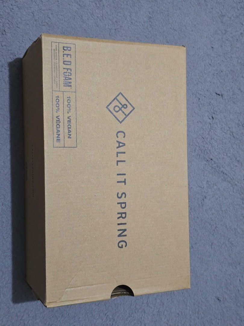 Call It Spring Tan Oxford Shoes with Box (Category: Dress Shoes) located in Manila. Submitted by drake.wayne (Listing ID 1470875375, Image 3). Description: - Brand: Call It Spring - Style: Tan brown synthetic leather oxfords with dark brown heel accent - Features: Perforated upper details, lace-up front closure, and thick white sole - Comfort & Materials: B.E.D. Foam technology, 100% vegan construction - Inclusions: Original shoebox included - Br