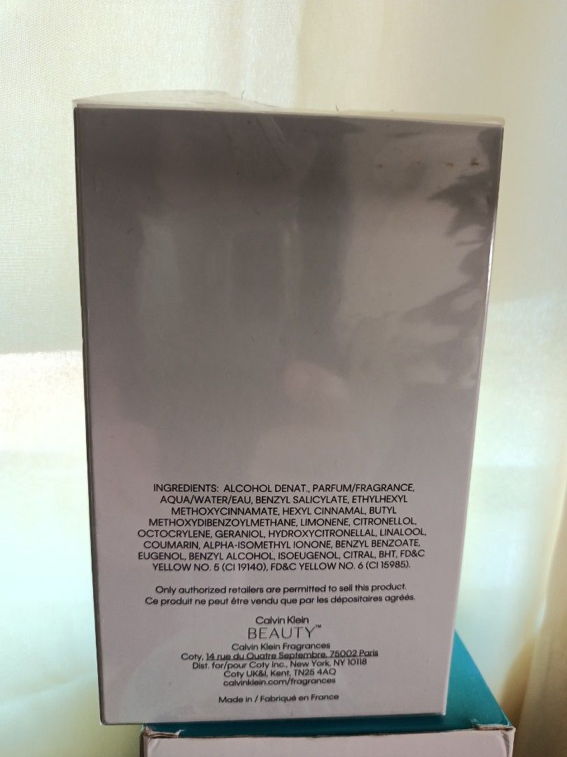 Calvin Klein Beauty Eau de Parfum 100ml (Category: Fragrance & Deodorants) located in Imus. Submitted by reynes.mei79 (Listing ID 1470746124, Image 3). Description: - Brand: Calvin Klein Beauty ORIGINAL bought in London - Type: Eau de Parfum (EDP) Spray - Size: Large 100 ml / 3.3 fl. oz. - Condition: Brand new, tightly wrapped in original cellophane packaging - Origin: Made in France by Coty - Fragrance: Classic floral scent in a standard retail 