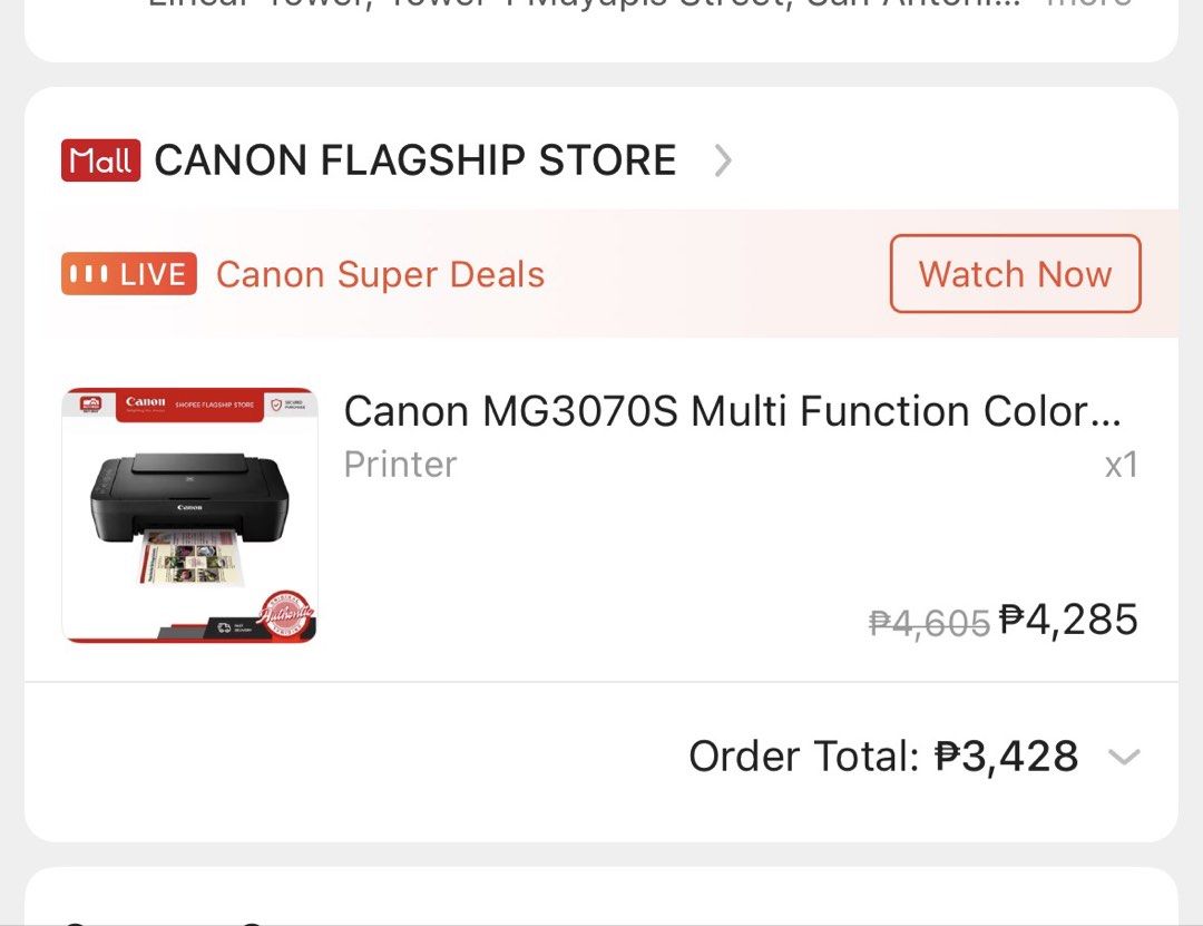 Canon MG3070S Multi Function Color Printer - Print, Scan, Copy with WiFi (Category: Printers, Scanners & Copiers) located in Manila. Submitted by eddingshara (Listing ID 1470917926, Image 2). Description: - Model: Canon MG3070S Wireless All-in-One Printer - Functions: Print, Scan, and Copy - Connectivity: Wireless printing for easy access - Comes with Box - Authenticity: 100% genuine product straight from the flagship store - Ideal For: Home offi