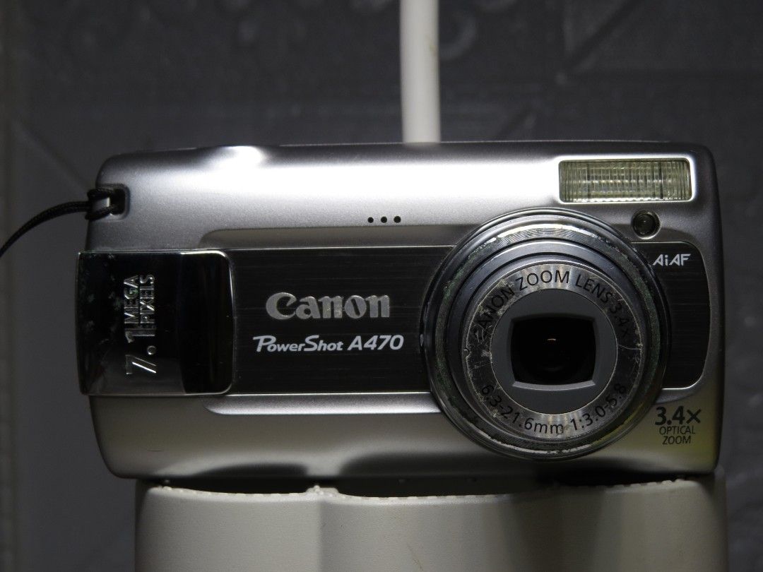 Canon PowerShot A470 (Category: Cameras) located in Manila. Submitted by clickphcameras (Listing ID 1470786903, Image 3). Description: Canon PowerShot A470 Price:P3,499(Fixed) SPECS: •7.1 MegaPixels •CCD Sensor •3.4x optical zoom •Cosmetics: 8.5/10(Sign of Usage) •640x480p Video ISSUE: ❌ Backlight scratch (Visible only when tilted ) INCLUSIONS: -Battery -Charger -4GB SD card 📍Locationion: North Caloocan 🚚Shipping: Lalamove/LBC/J&T/Meet up(Aroun