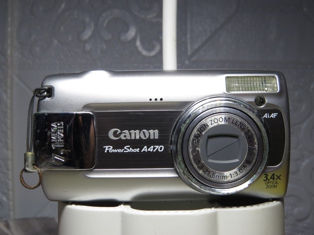 Canon PowerShot A470 (Category: Cameras) located in Manila. Submitted by clickphcameras (Listing ID 1470786903, Image 1). Description: Canon PowerShot A470 Price:P3,499(Fixed) SPECS: •7.1 MegaPixels •CCD Sensor •3.4x optical zoom •Cosmetics: 8.5/10(Sign of Usage) •640x480p Video ISSUE: ❌ Backlight scratch (Visible only when tilted ) INCLUSIONS: -Battery -Charger -4GB SD card 📍Locationion: North Caloocan 🚚Shipping: Lalamove/LBC/J&T/Meet up(Aroun