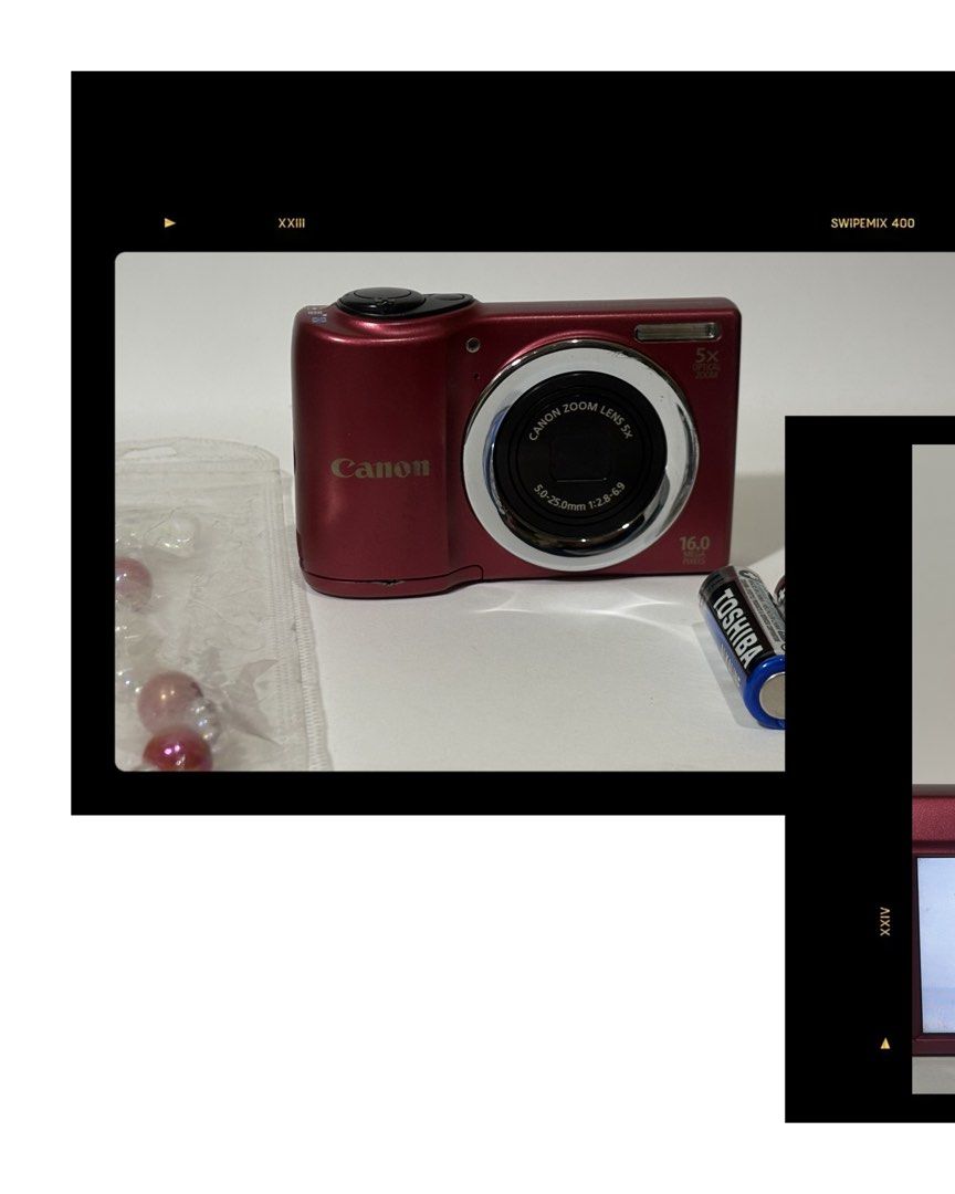Canon Powershot a810 (red) (Category: Cameras) located in Manila. Submitted by pleasesellmecheapstuff (Listing ID 1470748611, Image 2). Description: 🍒Canon Powershot a810 (red) 📸✨ - 16 Mp - with red light 💗Selling Price: Php 5,499 ✨ready to use‼️ (dm/comment for more sample shots) 💗Condition: - No functional issues - body 8/10 (mild scratches since it is 2nd hand🫶) - battery door has small crack (see post) but doesn't affect output✨ Inclusio