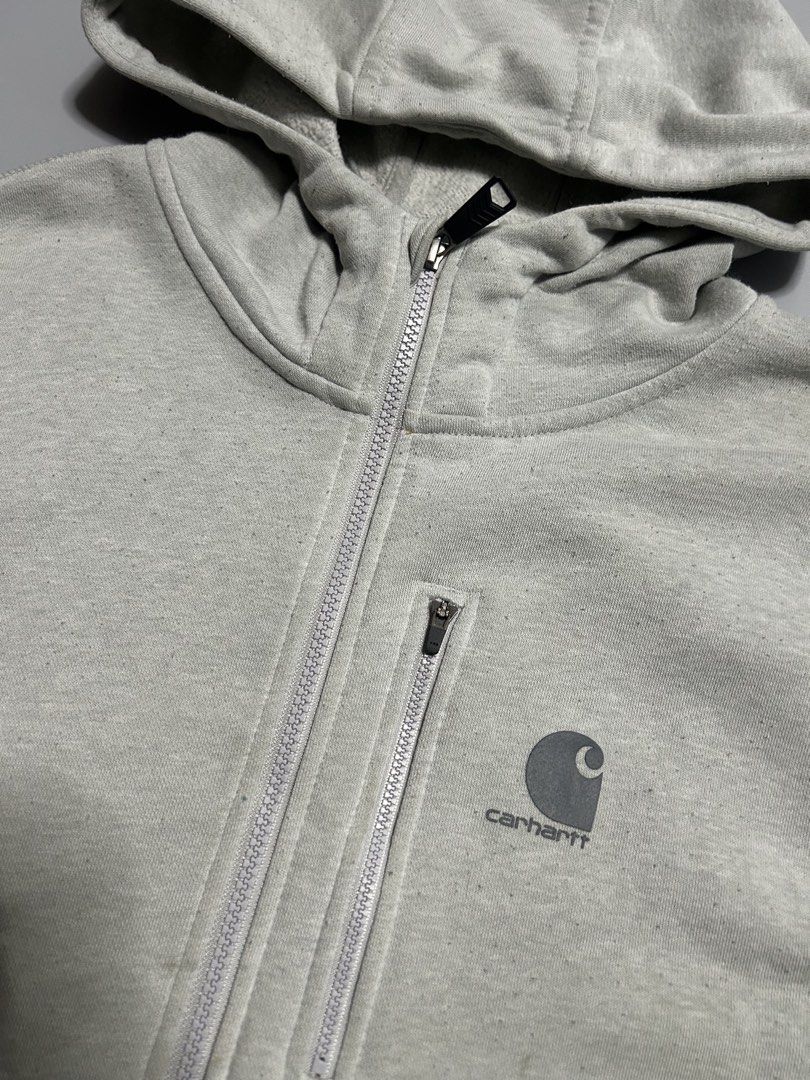 Carhartt zipup hoodie (authentic) (Category: Hoodies) located in Trece Martires City. Submitted by flip_flips (Listing ID 1470893762, Image 2). Description: Carhartt zipup hoodie (authentic) -Dimes: 27 width 30 length -Good condition -9/10 color rate -issue: stains need deep wash, 1 mini hole on right sleeve.