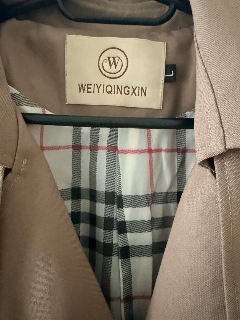 Carine Classic Double-Breasted Trench Coat (Category: Coats, Jackets and Outerwear) located in Pasig City. Submitted by vdejesus (Listing ID 1470844425, Image 2). Description: 🧥 Classic Double-Breasted Long Trench Coat in Khaki Camel (Plaid Lining) Used once during travel. Tag / Brand: WEIYIQINGXIN (Carine on Tiktok) Color: Classic Khaki / Warm Camel Tan Size: Large (L) (Fits Medium to Large comfortably for easy layering over sweaters).