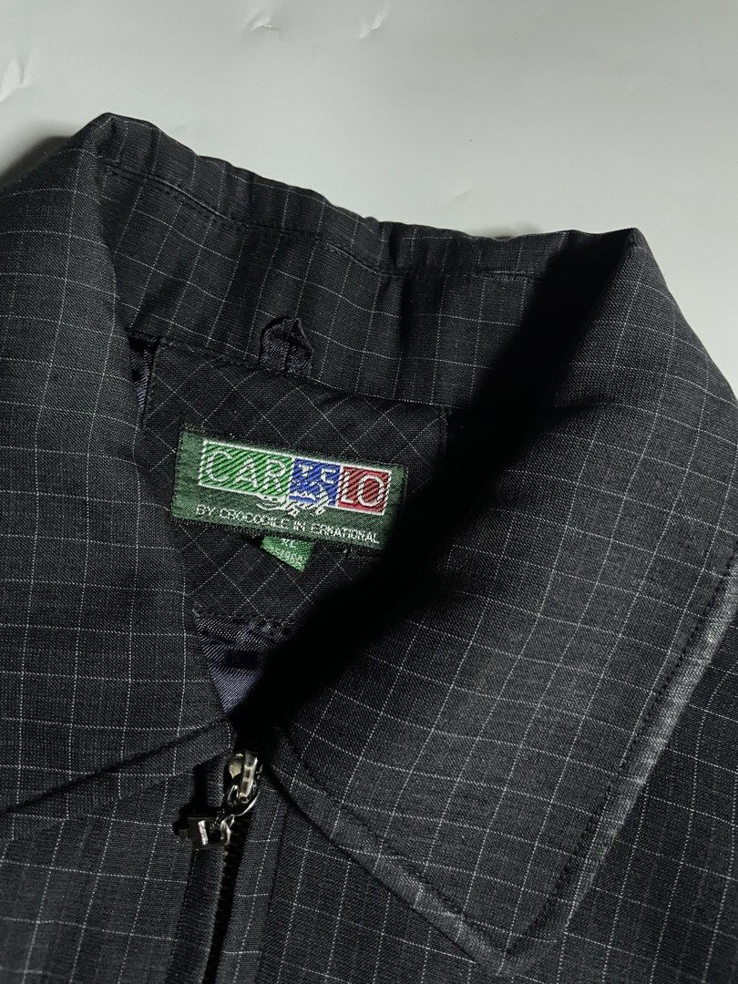 Cartelo Checkered Harrington jacket (Category: Coats, Jackets and Outerwear) located in Bais. Submitted by christian.complexthrift08 (Listing ID 1470760635, Image 3). Description: Cartelo Checkered Harrington jacket (Perfect for daily use) Color: black Size: XL on tag Width: 24.5 inches Length: 26.5 inches Condition: 9.5 / 10 Issue: cigarette burn sa lower part and missing puller Price: 599 free shipping Via JNT express.
