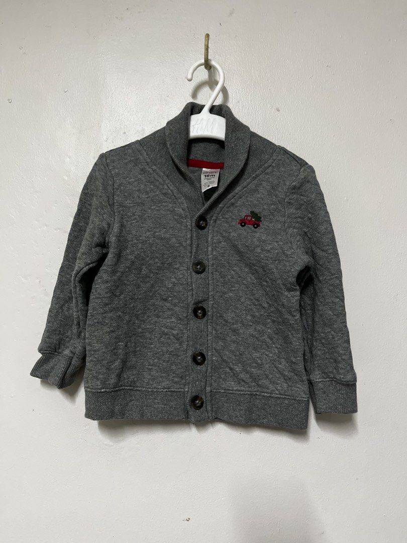 Carters Gray Cardigan - 18 months (Category: Babies & Kids Fashion) located in Rodriguez. Submitted by she_finds (Listing ID 1470806275, Image 2). Description: 18 months.