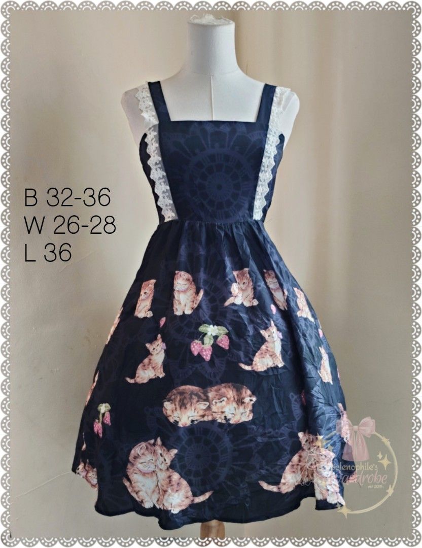 Cat Print Lolita JSK (Category: Dresses) located in Batangas. Submitted by selenophile__ (Listing ID 1470923780, Image 1). Description: .