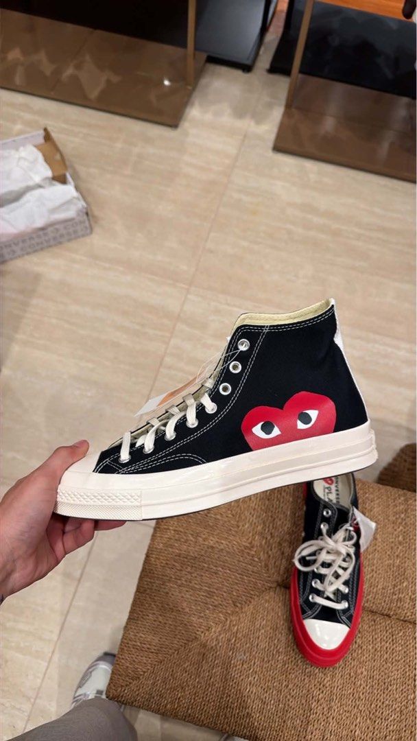 Cdg x Converse 70s HI (black) (Category: Sneakers) located in Angeles City. Submitted by cozy.kickzz (Listing ID 1470899997, Image 1). Description: Cdg x Converse 70s HI (black) Size 9 mens Price:9,500 (below srp 11,998) Brandnew With box Dm me 📍Angeles City Pampanga.