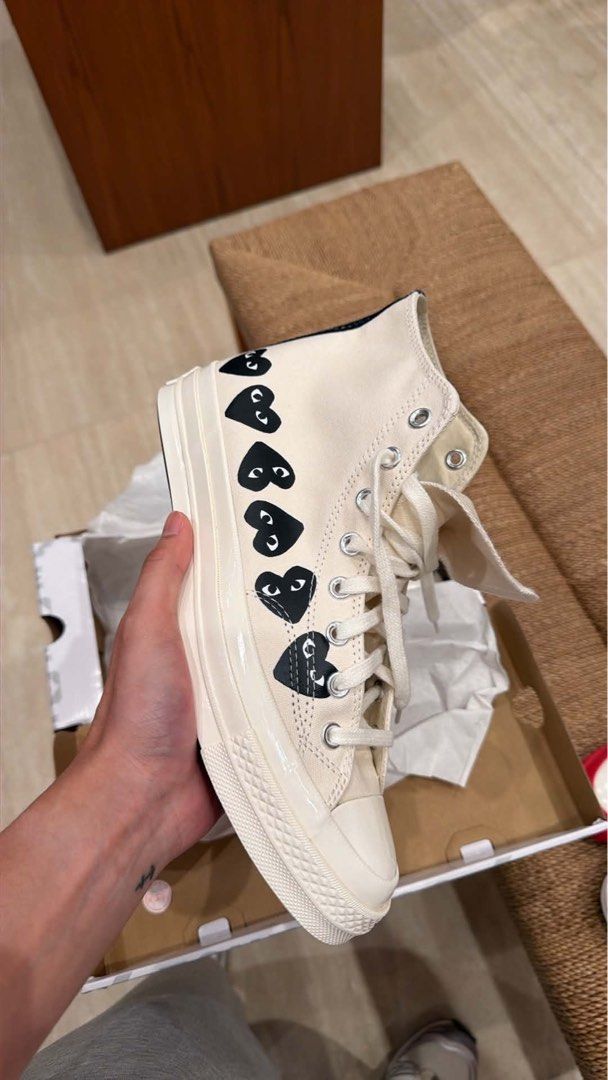 Cdg x Converse 70s HI (multi hearts) (Category: Sneakers) located in Angeles City. Submitted by cozy.kickzz (Listing ID 1470866908, Image 1). Description: Cdg x Converse 70s HI (multi hearts) Size 9 mens Price:9,498 (below srp 11,998) Brandnew with box dm me 📍Angeles City Pampanga.
