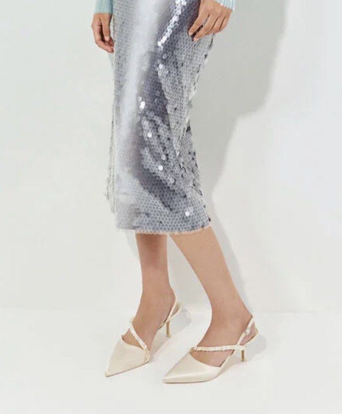 Charles & Keith Briella Sequinned Slingback Pumps (Category: Heels) located in Legazpi City. Submitted by chindecluttrs (Listing ID 1470793703, Image 2). Description: - Brand: Charles & Keith - Style: Kitten heels with slingback strap and buckle closure - Toe: Pointed toe design - Used once only - Heel height: 6cm - Size: 37.