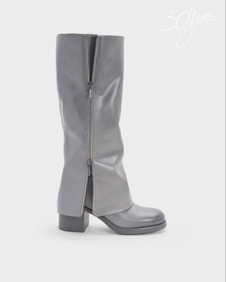 Charles & Keith Light Grey Knee-high Boots (Category: Boots) located in Cabanatuan. Submitted by kaiachaosctl404 (Listing ID 1470768652, Image 2). Description: - used only once - no longer need - with box included - free shipping - no flaws - last price posted :).