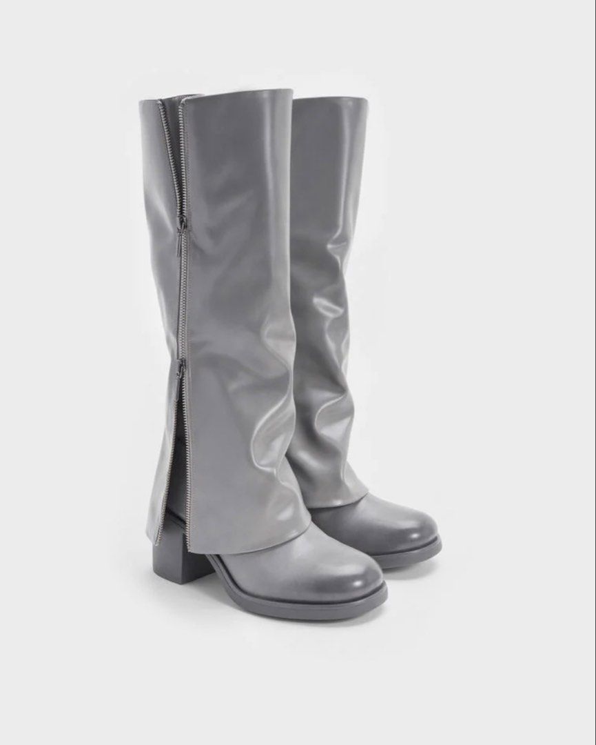 Charles & Keith Light Grey Knee-high Boots (Category: Boots) located in Cabanatuan. Submitted by kaiachaosctl404 (Listing ID 1470768652, Image 1). Description: - used only once - no longer need - with box included - free shipping - no flaws - last price posted :).
