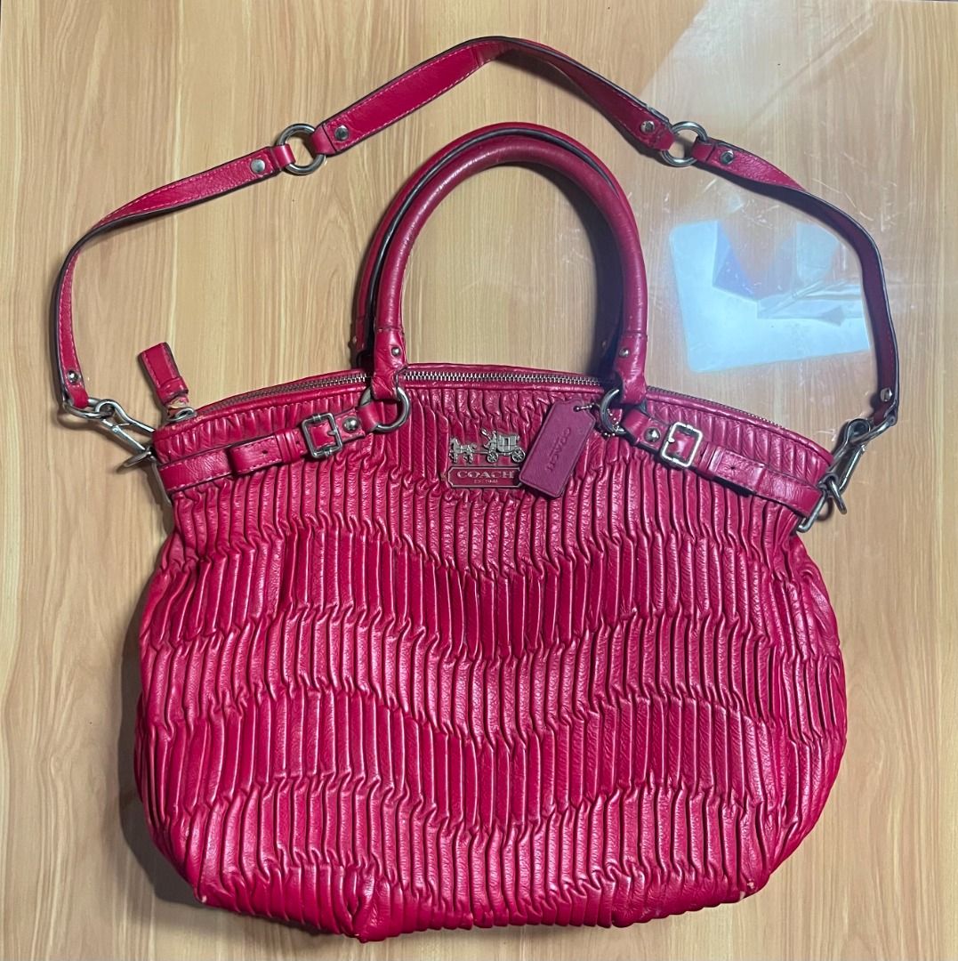 Coach Madison Satchel Red (Category: Shoulder Bags) located in Manila. Submitted by senggggg. (Listing ID 1470820081, Image 1). Description: good condition working zip minimal rub check detail and size.