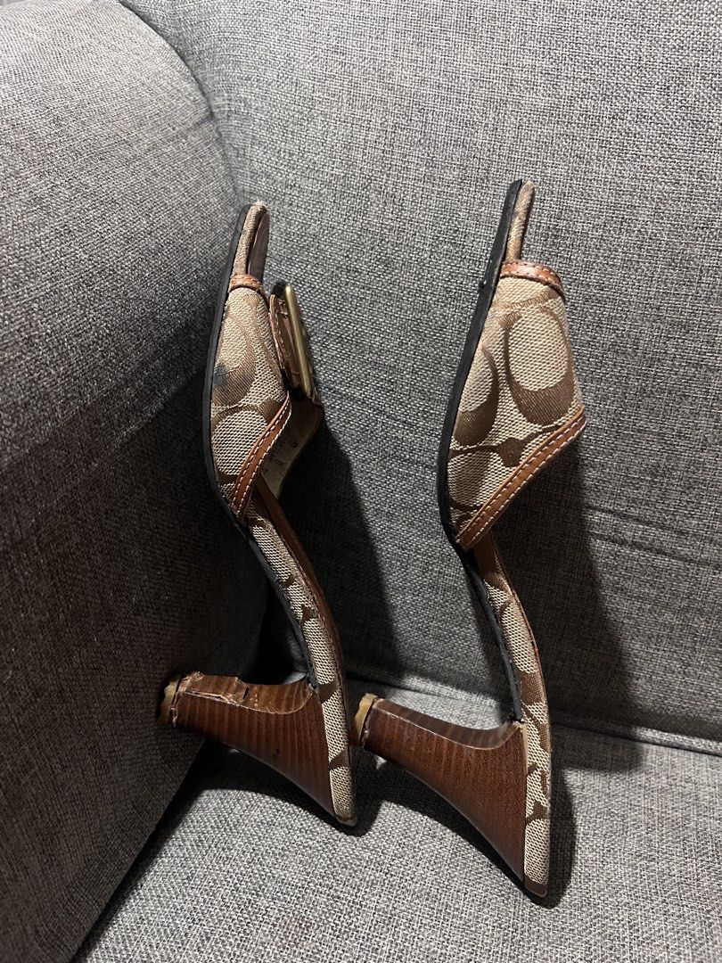 Coach Signature Heels (Category: Sneakers & Footwear) located in Cagayan de Oro. Submitted by liliafinds (Listing ID 1470631198, Image 2). Description: 🤎 AUTH COACH SIGNATURE HEELS | OFF D!OR size: 8 condition: • replaced outsole • metal has signs of rust • visible signs of use •Wood crack please manage your expectations regarding the condition. 🫶🏻 📍 mindanao.