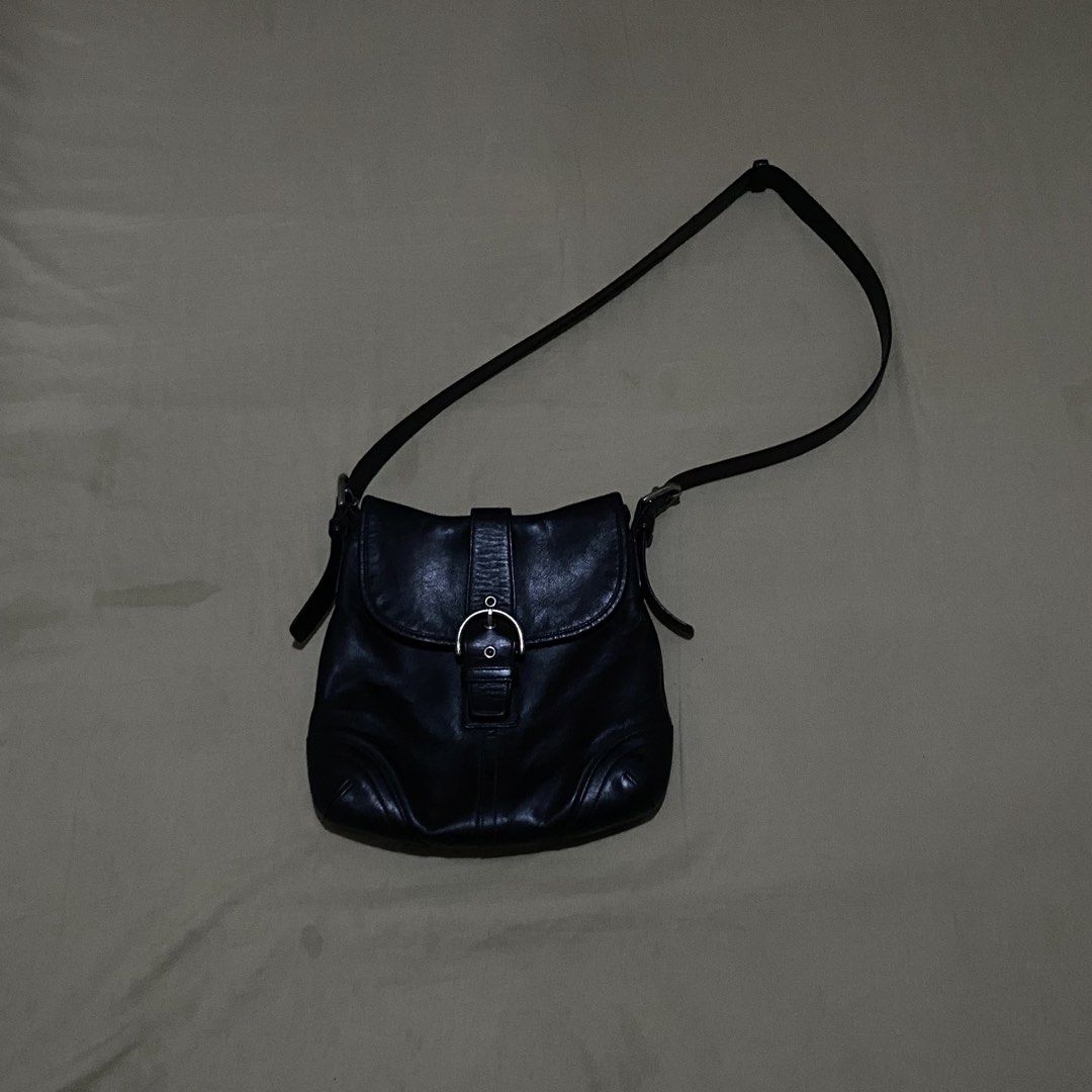 Authentic Coach Soho Soft Leather Flap Duffle/Shoulder Bag (Style #9480) (Category: Luxury Bags & Wallets) located in Pagsanjan. Submitted by y2korn (Listing ID 1470911404, Image 1). Description: Authentic Coach Soho Soft Leather Flap Duffle/Shoulder Bag (Style #9480) - Released on 2004 (Manufactured in July) - Coach New York — Soho Collection - 11.5 Inches Width - 11 Inches Length - Excellent Condition - No Scratch on Leather - Silver Buckles on