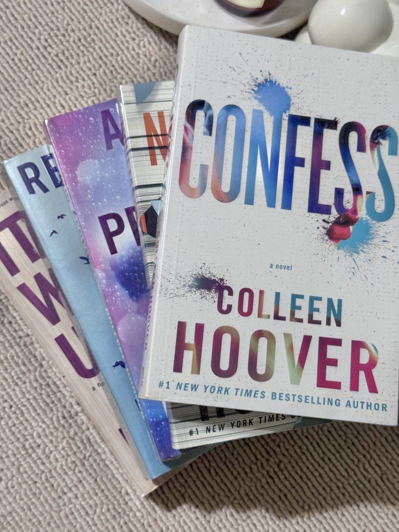 Colleen Hoover Novel (Category: Storybooks) located in Bulacan. Submitted by jaymarquez03 (Listing ID 1470928798, Image 1). Description: - Bundle of popular Colleen Hoover paperback novels, featuring Confess - Great romance fiction reads for book lovers and CoHo fans - Pages are clean and in readable condition - Selling as a stack to clear shelf space - Grab the whole set today.
