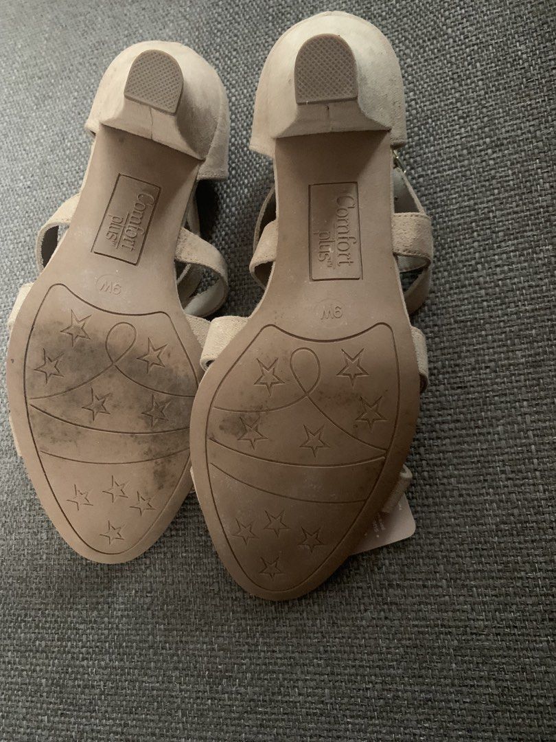 Comfort Plus Nude Strappy Heels Size 9W (Category: Heels) located in Naga. Submitted by purestar_229e8f (Listing ID 1470748905, Image 3). Description: - Brand: Comfort Plus - Size: 9W (Wide) - Condition: Brand new with tags (Original price: ₱1,450) - Color: Nude - Heel Type: Stable chunky block heel - Details: Crisscross toe straps and ankle buckle closure - Comfort: Built-in memory foam insoles for all-day wear -no more box, sinukat kaso hindi k