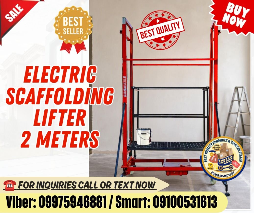 Construction Scaffolding With Electric Lift Collapsible Scaffolding (Category: Everything Else Others) located in Las Pinas. Submitted by livedragon_b3d3a7 (Listing ID 1470829779, Image 1). Description: 🌏 We Can Deliver Nationwide 👉 AP Cargo, LBC & Lalamove (🛳️ Sea /✈️ Air Freight) Price: 122,688 🔥Electric Scaffolding Lifter 2 Meters Specification: Load capacity: 300kg Lifting height: 2 meters Platform Size: 1.3*0.68m Contains two anti-fall d
