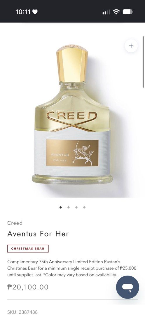CREED AVENTUS For Her (Category: Fragrance & Deodorants) located in Bulacan. Submitted by shopwithme_23 (Listing ID 1470756174, Image 2). Description: •BNIB •75ml ₱14,800 onlyyy!!! Retails for 20k .