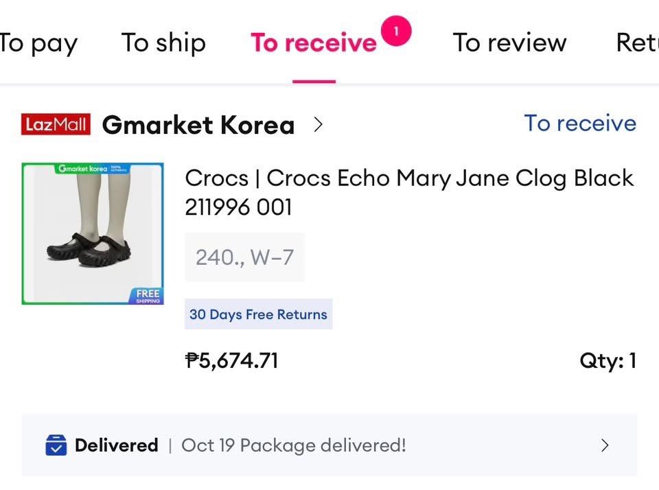 Crocs Echo Mary Jane Clog Black Size W7 (Category: Flats & Sandals) located in Lipa City. Submitted by eunice03liner (Listing ID 1470886295, Image 2). Description: Selling Crocs Echo Mary Jane in black W7 - Original bought from Gmarket Korea in L@z@da - Good as new - Size W7 - Used once outside to try the fitting - Rfs: Got the wrong size Kindly message me for more details/ proof of authenticity ~.