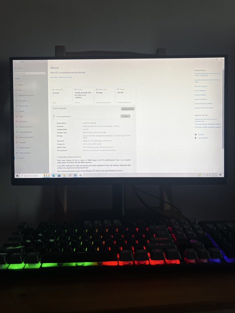 Custom Gaming PC Setup with AOC Monitor and RGB Keyboard, Computers ...