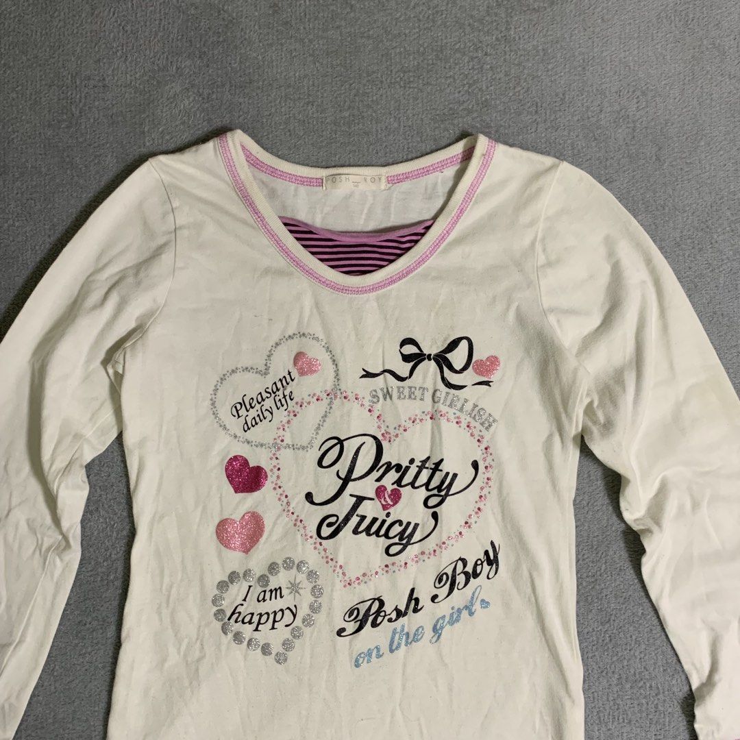 cute y2k glittered print longsleeves (Category: Longsleeves) located in Arayat. Submitted by capymelon (Listing ID 1470793335, Image 2). Description: size : xs issue : dirt need wash color may vary due to lighting items are negotiable but no lowballing send me a message if interested! 📍pampanga j&t courier sf is ₱54-₱84 .