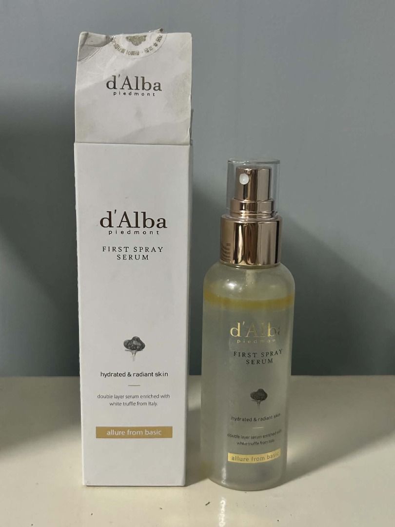 d'Alba Piedmont First Spray Serum (Category: Face Care) located in Caloocan City. Submitted by everybodyp75717 (Listing ID 1470768860, Image 1). Description: - Product: d'Alba Piedmont First Spray Serum - Formula: Double-layer nourishing mist enriched with premium white truffle from Italy - Benefits: Delivers intense hydration and a radiant, glass-skin glow - Condition: Brand new-like with original outer packaging box included - Note: Both the bo