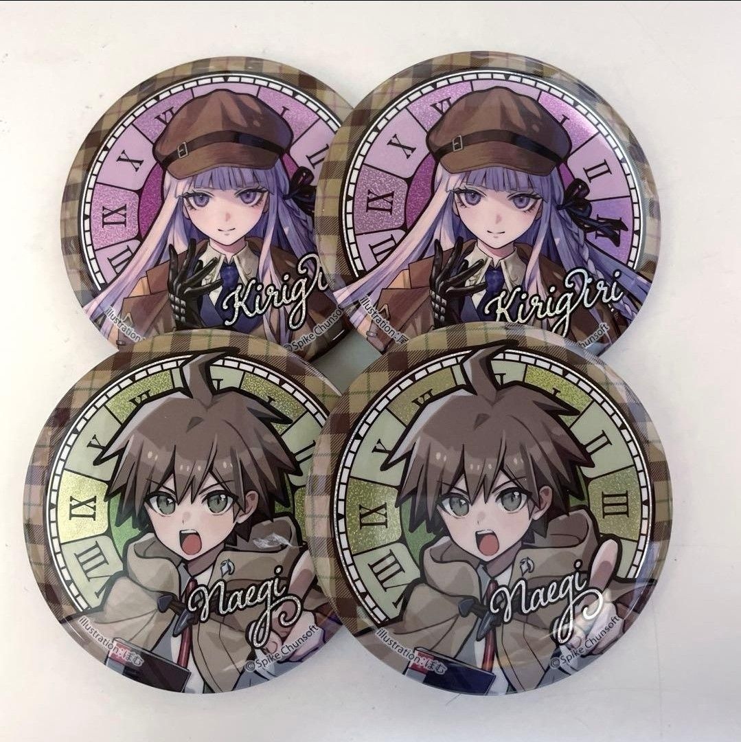 Danganronpa Pin Badge (Category: Character Goods) located in Santa Cruz. Submitted by majaful1997 (Listing ID 1470802165, Image 1). Description: - Official Danganronpa merchandise by Spike Chunsoft (illus. by ほむら) - Includes 4 pin badges: Kyoko Kirigiri and Makoto Naegi - 150 ech, 550 for set of 4 -ETA: DECEMBER 2026.