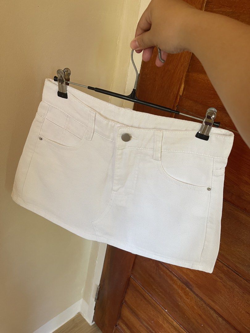 Denim Mini Skort (Category: Other Bottoms) located in Baler. Submitted by declutterwithrhys (Listing ID 1470797361, Image 2). Description: FOR SALE (PLEASE MAKE READING A HABIT) DENIM MINI SKORT COLOR WHITE WITH SIDE POCKETS (FRONT AND BACK) SIZE SMALL ON TAG LIKE NEW CONDITION CAN PASS AS BN CAN FIT SIZE 27 TO 28 WAISTLINE LENGTH 12 INCHES | LEG HOLE 10 INCHES COLOR RATE 9.5/10 NO ISSUE KINDLY CHECK THE PHOTOS FOR THE COMPLETE DETAILS SUPER NICE