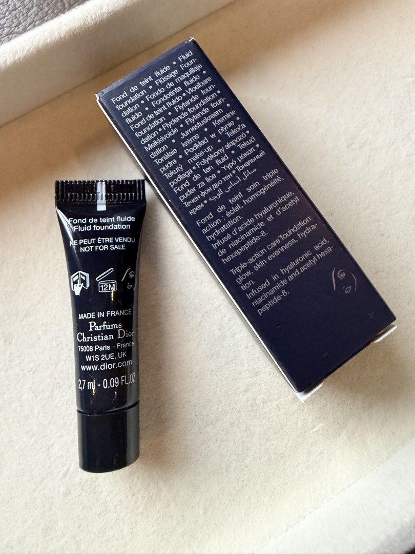 Dior Forever Skin Glow Foundation 2N (Category: Makeup) located in Quezon City. Submitted by madz_jacq (Listing ID 1470829592, Image 2). Description: - Brand: Dior - Product: Forever Skin Glow Fluid Foundation - Shade: 2N (Neutral) - Size: Sample size 2.7ml / 0.09 fl. oz. - Condition: Brand new, never opened or used (Not For Sale promo item) - Inclusions: With original outer box - Benefits: SPF 25 PA+++, infused with hyaluronic acid, niacinamide,