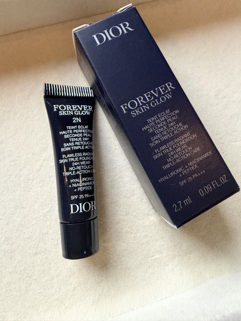 Dior Forever Skin Glow Foundation 2N (Category: Makeup) located in Quezon City. Submitted by madz_jacq (Listing ID 1470829592, Image 1). Description: - Brand: Dior - Product: Forever Skin Glow Fluid Foundation - Shade: 2N (Neutral) - Size: Sample size 2.7ml / 0.09 fl. oz. - Condition: Brand new, never opened or used (Not For Sale promo item) - Inclusions: With original outer box - Benefits: SPF 25 PA+++, infused with hyaluronic acid, niacinamide,