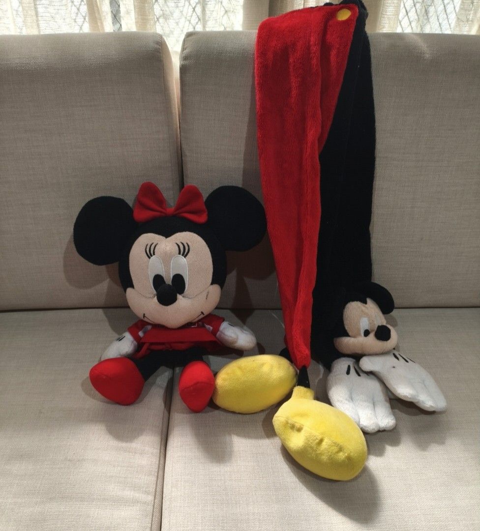 Disney Mickey and Minnie Mouse Plush Toy Bundle (Category: Plushies & Soft Toys) located in Bacoor. Submitted by stargazer1084 (Listing ID 1470796188, Image 1). Description: -Take all - Official Disney collector set including a Minnie Mouse plush and Mickey Mouse scarf combo - Minnie Mouse features her classic sitting pose in a cute red dress and matching bow - Mickey Mouse scarf comes with adorable yellow plush shoes attached at the ends - Made 
