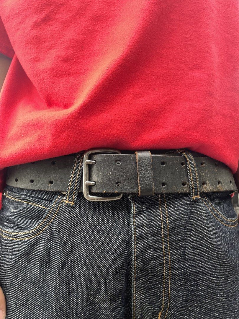 Double Pin Genuine Leather Belt (Category: Belts) located in Manila. Submitted by jarchive (Listing ID 1470865288, Image 1). Description: - Good condition - Genuine Leather - Sign of usage - Any waist size MOP: GCASH 📩.
