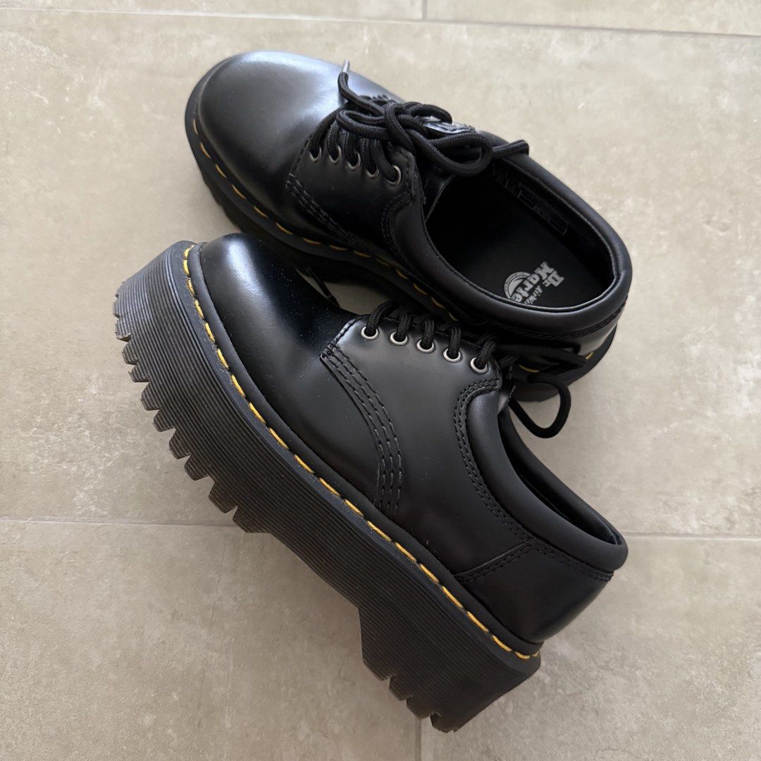 Dr. Martens Black Platform Derby Shoes (Category: Loafers) located in Makati City. Submitted by cagal.i0n (Listing ID 1470758553, Image 1). Description: - Brand: Dr. Martens - Color/Material: Black leather - Style: Platform shoes with chunky lug soles and iconic yellow welt stitching - Details: 5-eyelet lace-up design, padded collar, and comfortable AirWair insoles - Condition: great condition, used once - Features: Sturdy build and adds great he