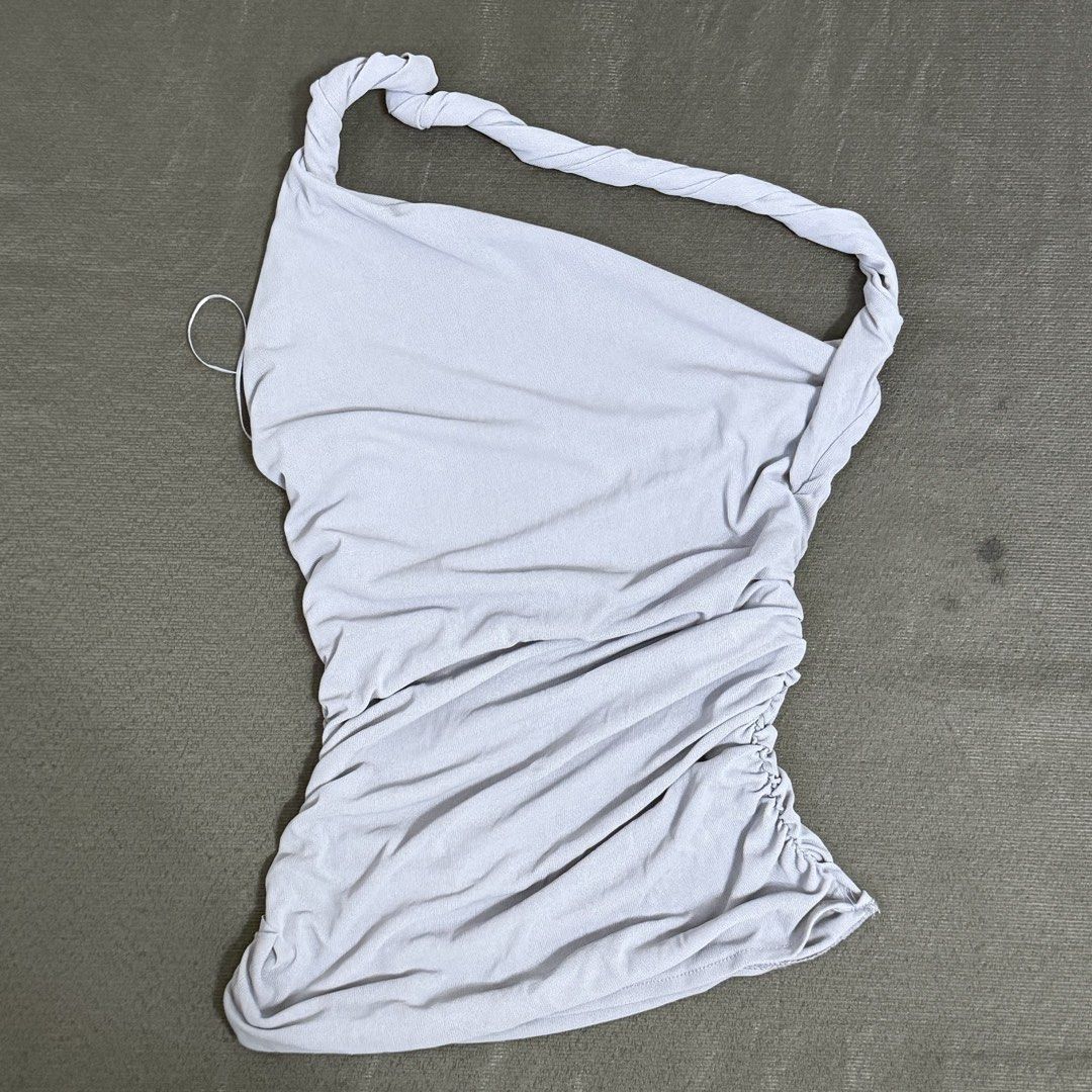Dusty Blue Asymmetrical Top (Category: Others Tops) located in Quezon City. Submitted by dress2impress_ (Listing ID 1470828174, Image 3). Description: Has a small hole at the side (unnoticeable).
