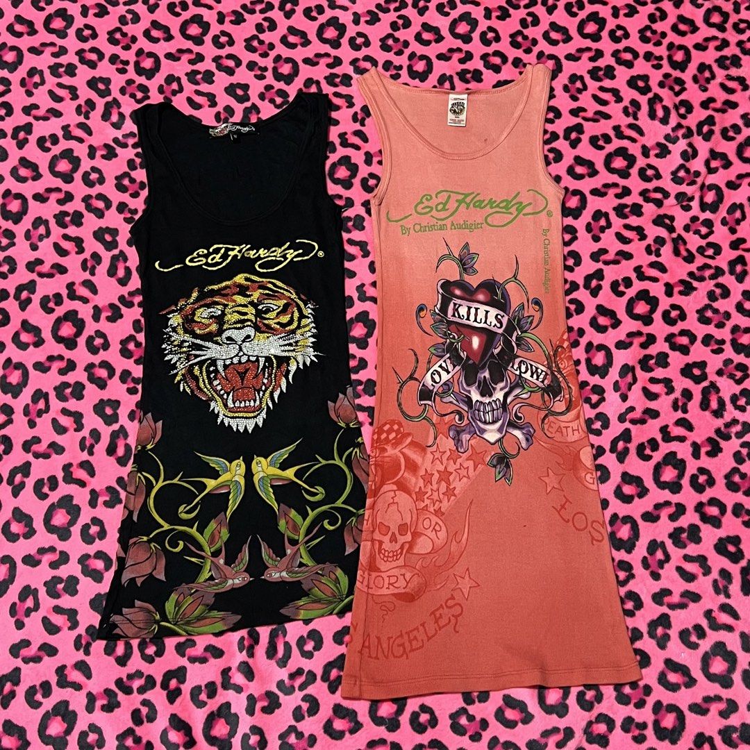 Ed hardy dress (Category: Sleeveless) located in Quezon City. Submitted by __bbbooo (Listing ID 1470758440, Image 1). Description: Ed hardy black top/mini dress size small-medium ₱2,499 Ed hardy dress one size ₱2,899.