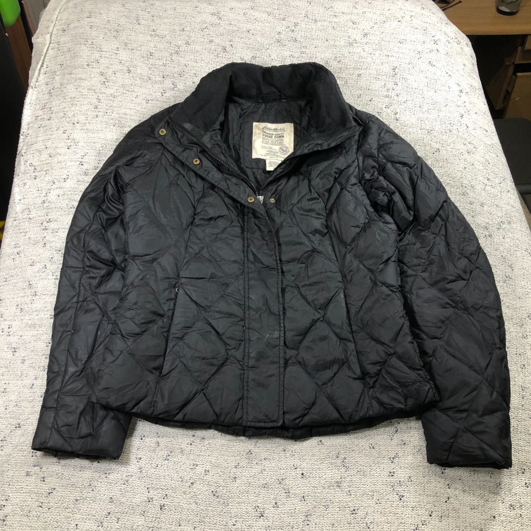 Eddie Bauer Black Premium Quality Goose Down Puffer Jacket Size Medium (Category: Coats, Jackets and Outerwear) located in Santa Rosa. Submitted by sergids (Listing ID 1470823224, Image 3). Description: Eddie Bauer Black Premium Quality Goose Down Puffer Jacket Size Medium Check fitting tops to ensure this fits you. Dimensions below are exact measurements, see pics as well for comparison. 8/10 Condition and Colorway small rip, last pic Dimensions
