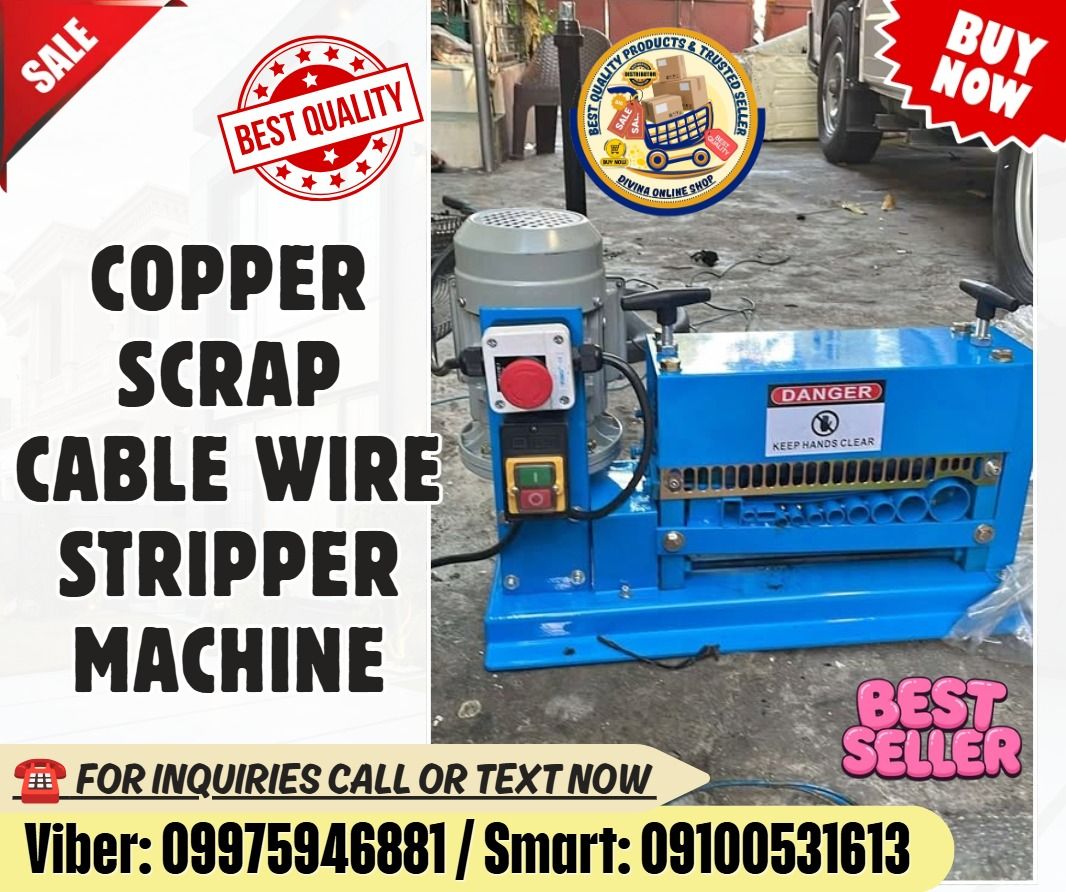 electric copper scrap wire stripper/cutting machine (Category: Everything Else Others) located in Davao. Submitted by mightydragon_869e63 (Listing ID 1470765611, Image 1). Description: 🌏 We Can Deliver Nationwide 👉 AP Cargo, LBC & Lalamove (🛳️ Sea /✈️ Air Freight) Price: 44,160 🔥Copper Scrap Cable Wire Stripper Machine Specification: Laser cutting holes, suitable for 1-40mm, 0.75kw 220V 50HZ, plug customized. ✅💯 Guaranteed Seller ✅ High Qual