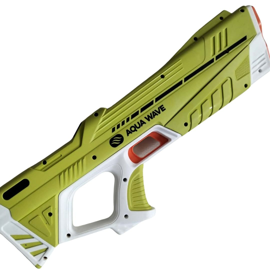 Electric Water Gun Full Set (Category: Action & Battle Toys) located in Quezon City. Submitted by cion_017 (Listing ID 1470789449, Image 3). Description: - Model: Aqua Wave Combat Electric Water Gun - Colorway: Striking green and white - Performance: Long-range blasting power, perfect for pool parties and beach days - Full Kit Includes: Rechargeable battery, USB charging cable, screwdriver, and original instruction manual - Packaging: Packs right