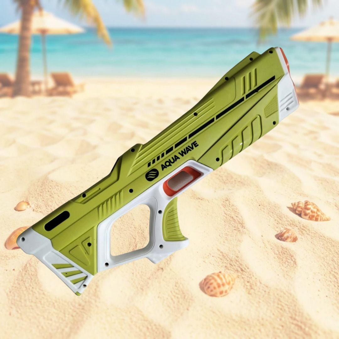 Electric Water Gun Full Set (Category: Action & Battle Toys) located in Quezon City. Submitted by cion_017 (Listing ID 1470789449, Image 1). Description: - Model: Aqua Wave Combat Electric Water Gun - Colorway: Striking green and white - Performance: Long-range blasting power, perfect for pool parties and beach days - Full Kit Includes: Rechargeable battery, USB charging cable, screwdriver, and original instruction manual - Packaging: Packs right